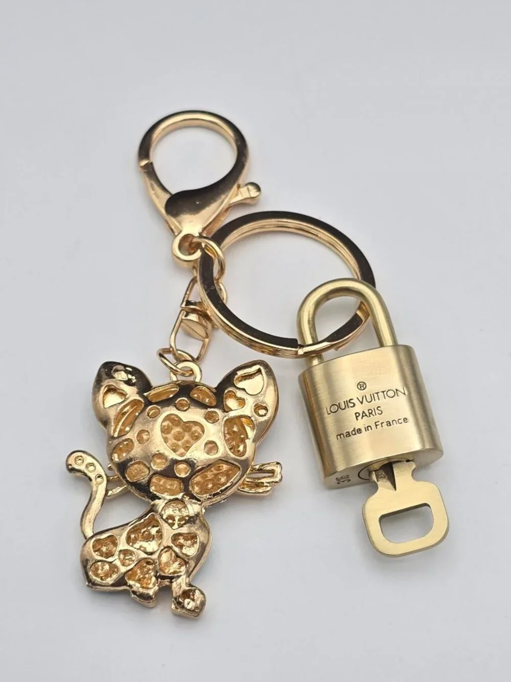Louis Vuitton Gold Lock 🔑 Authentic LV Padlock + Unbranded Cat Bag Charm